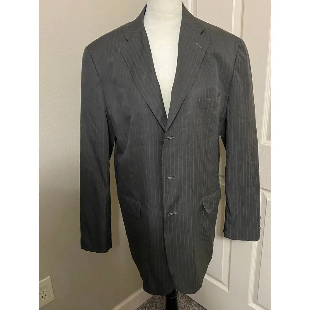 Georgio by Porta Bella Men's‎ Charcoal Pinstripe Suit Jacket Blazer 42R